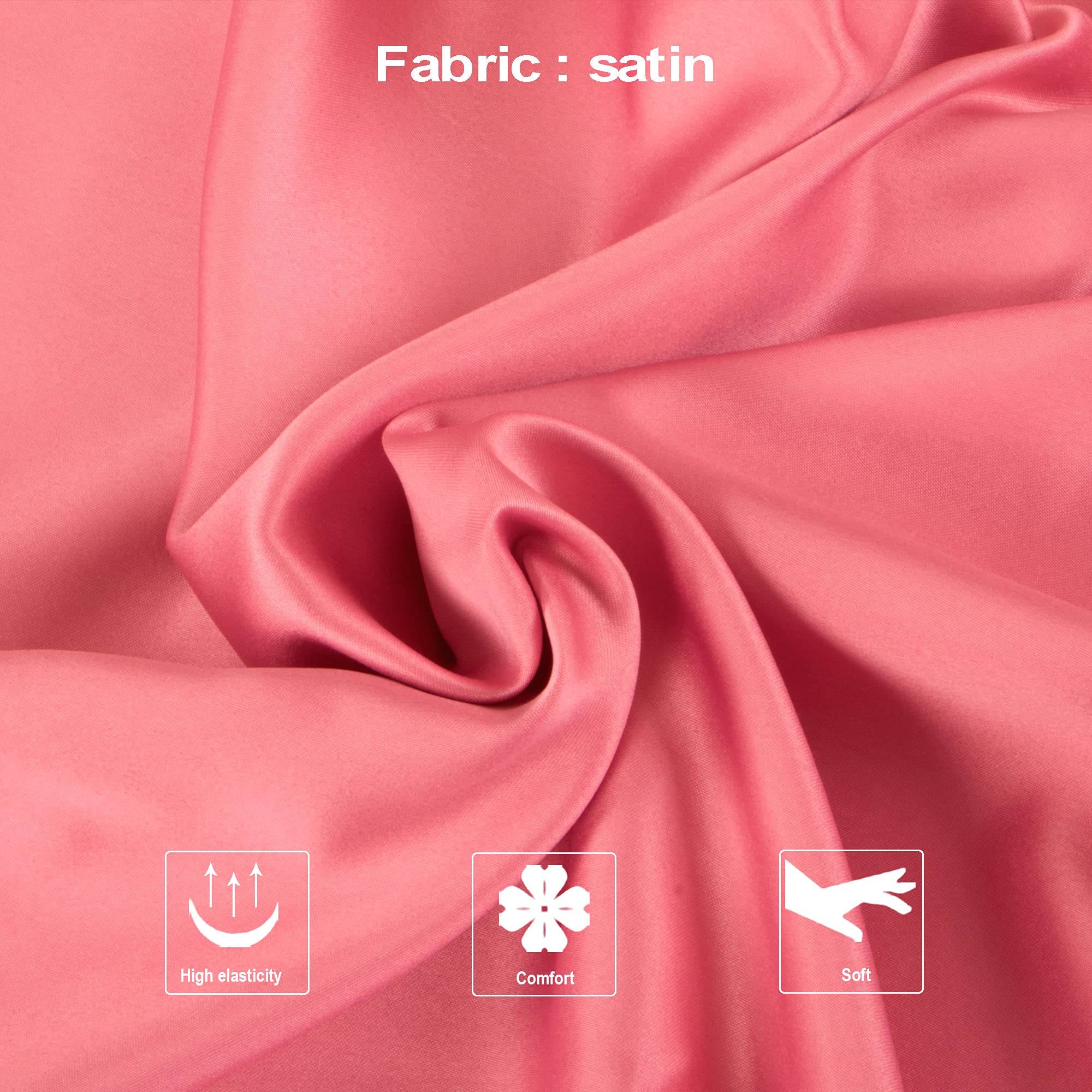 Ntbay Zippered Satin Pillow Cases For Hair And Skin, Luxury Standard Hidden Zipper Pillowcases Set Of 2, 20X26 Inches, Coral Pink